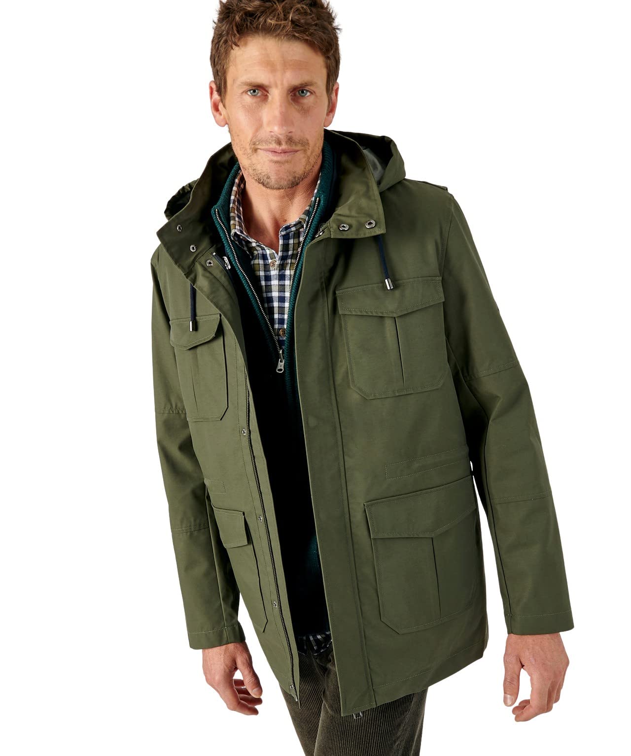 Damart Thermolactyl parka idrorepellente 3 in 1 con gilet verde kaki XS