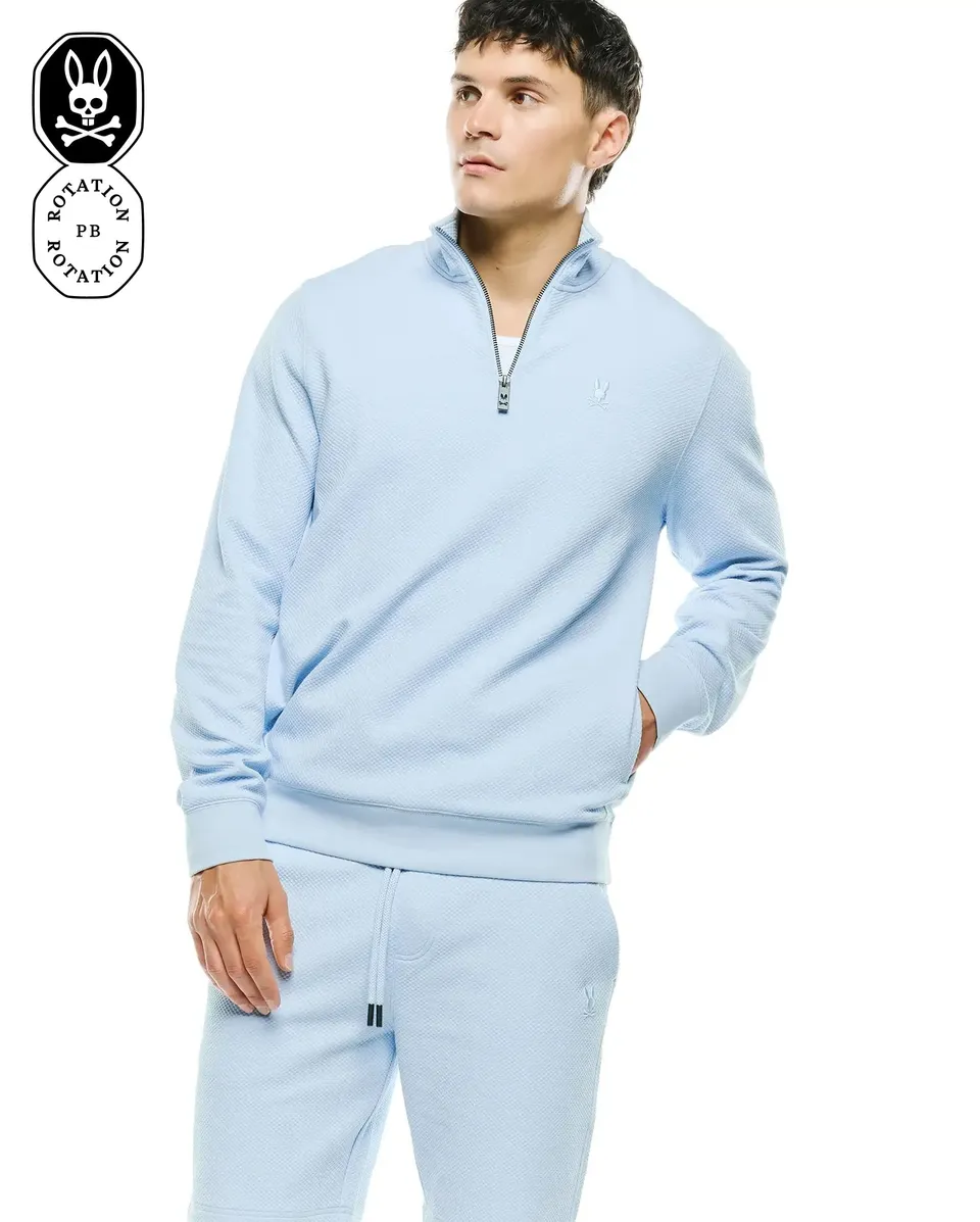 Psycho Bunny Men's Sweatshirts & Hoodies Marc Quarter-Zip Sweatshirt MT0500245 felpa blu