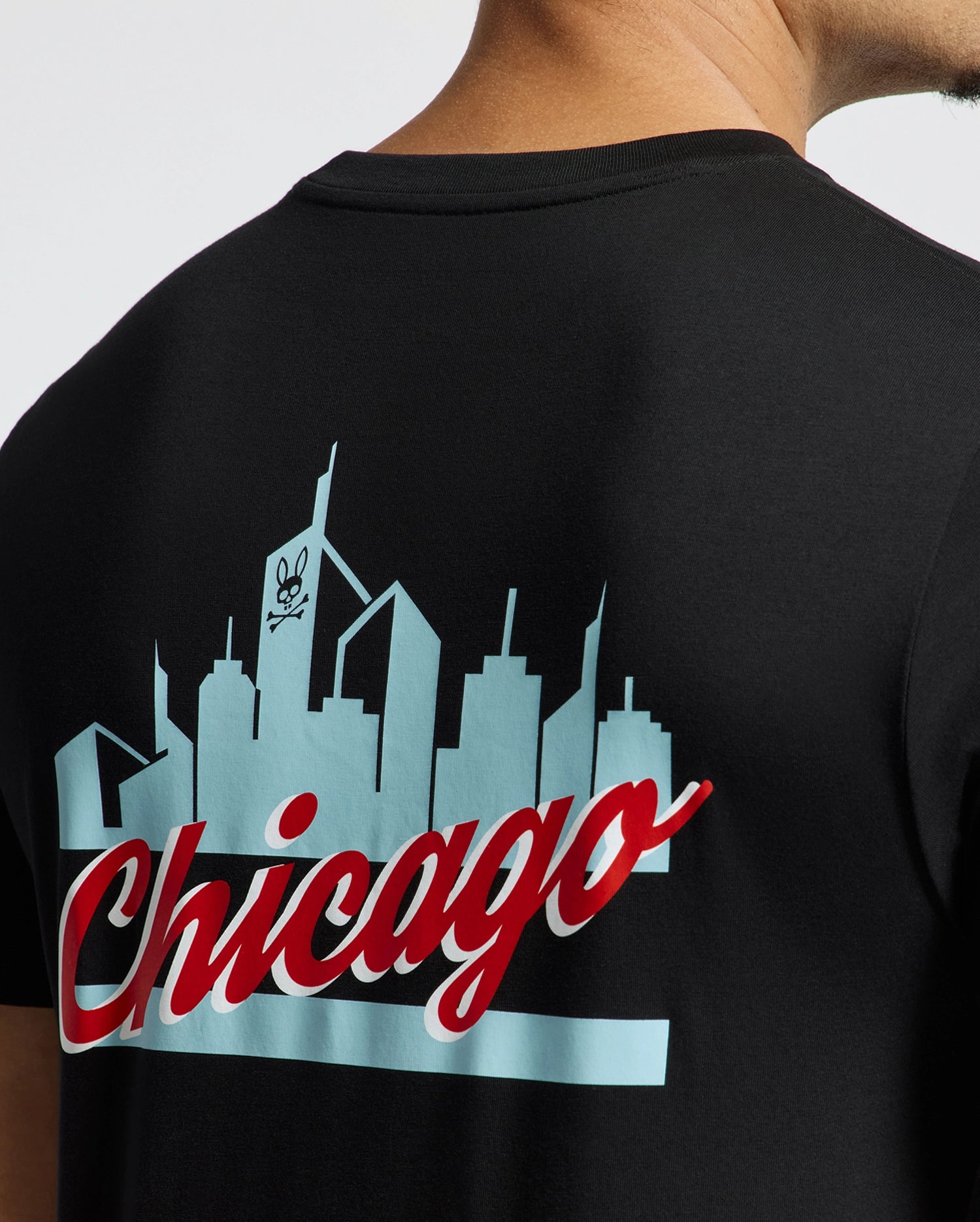 Psycho Bunny Men's Tees MENS CHICAGO TEE B6U551W1PC t-shirt nera in cotone Pima