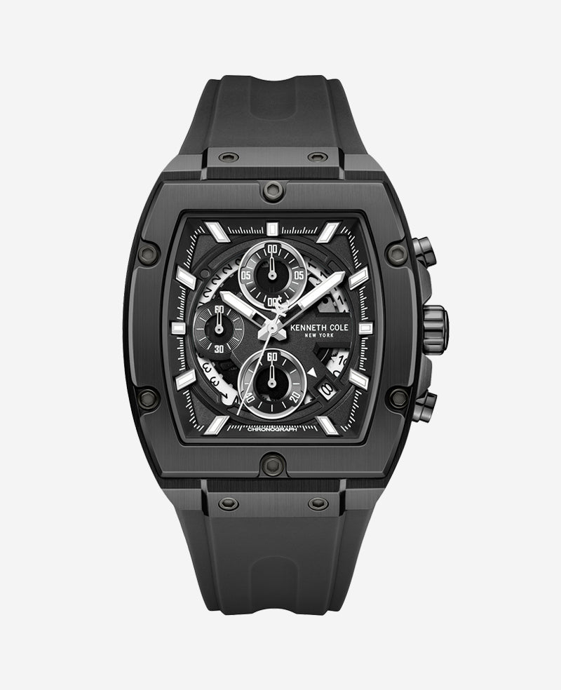 Kenneth Cole Reaction Watches Chronograph Sport Silicone Watch orologio nero silicone
