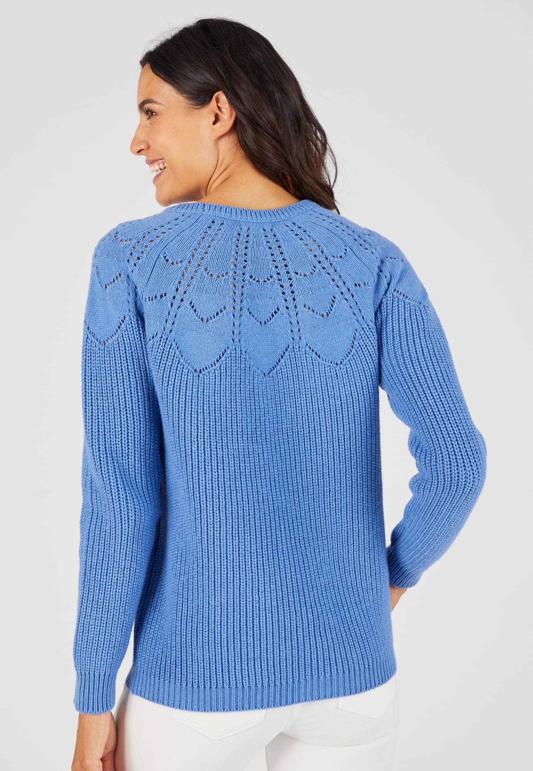 Damart Prêt-à-porter Maglione Dettagli traforati blu 38-40 cotone