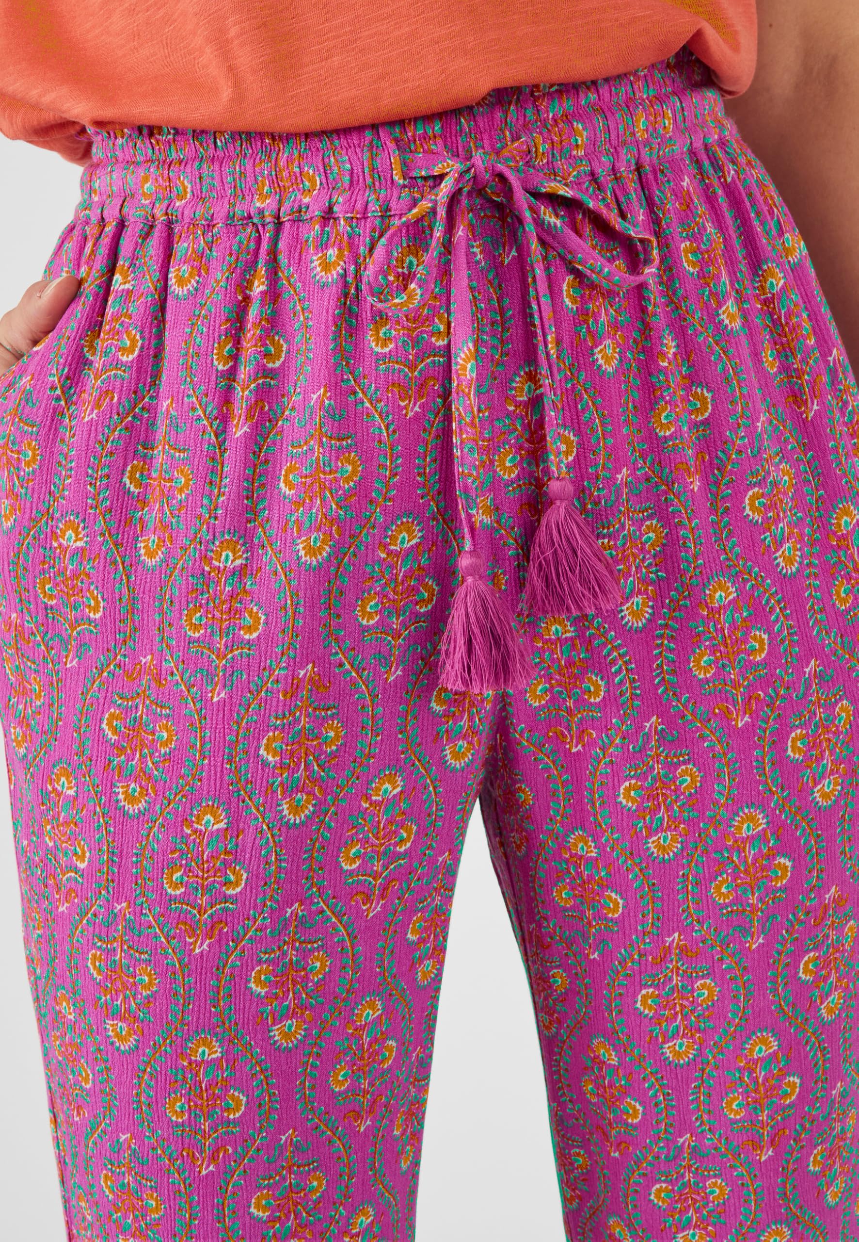 Damart Prêt-à-porter Pantaloni Crinkle floreali viola 46 viscosa