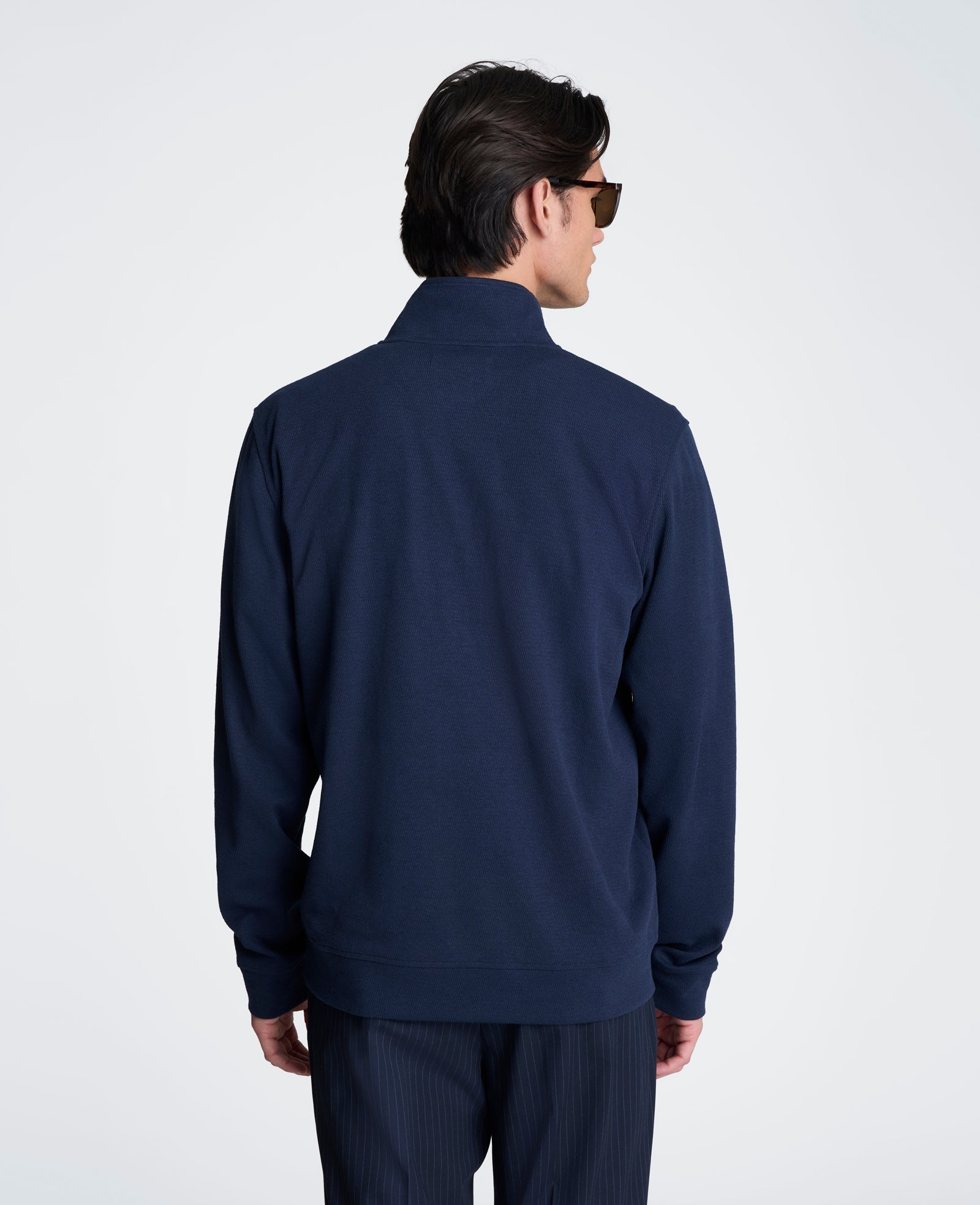 Kenneth Cole Reaction Hidden Placket Quarter Zip Sweater maglione blu navy