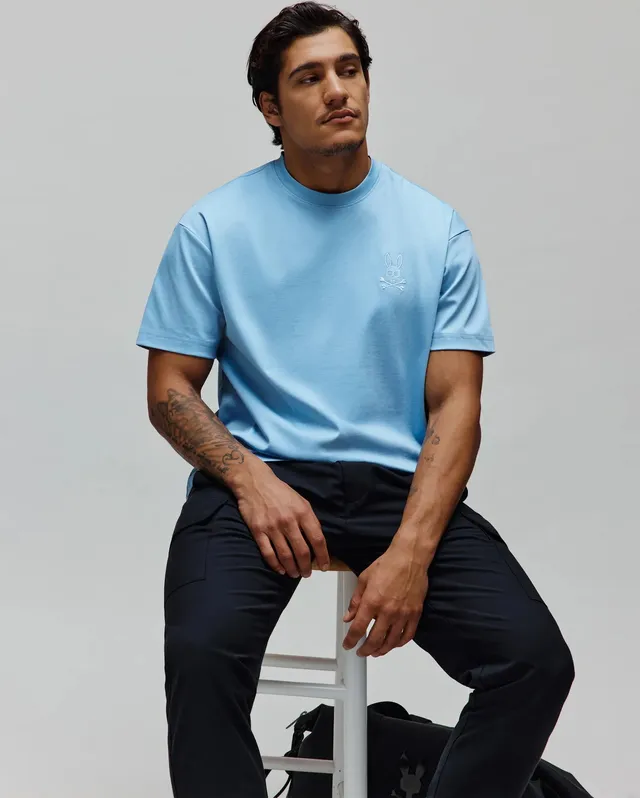 Psycho Bunny Men's Tees Oscar Oversized Tee t-shirt blu