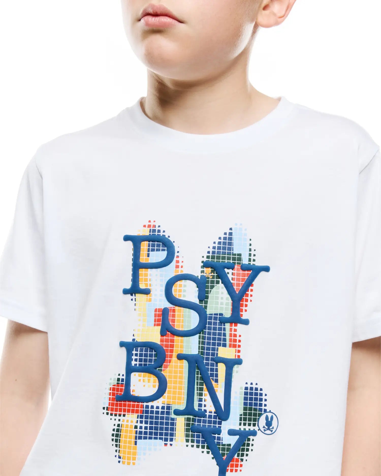 Psycho Bunny Kids Tees Kids Wes Graphic Tee maglietta bianca in cotone Pima