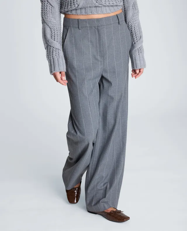 Kenneth Cole Reaction Clothing Fly Front High Rise Wide Leg Pant pantaloni a vita alta grigio mélange