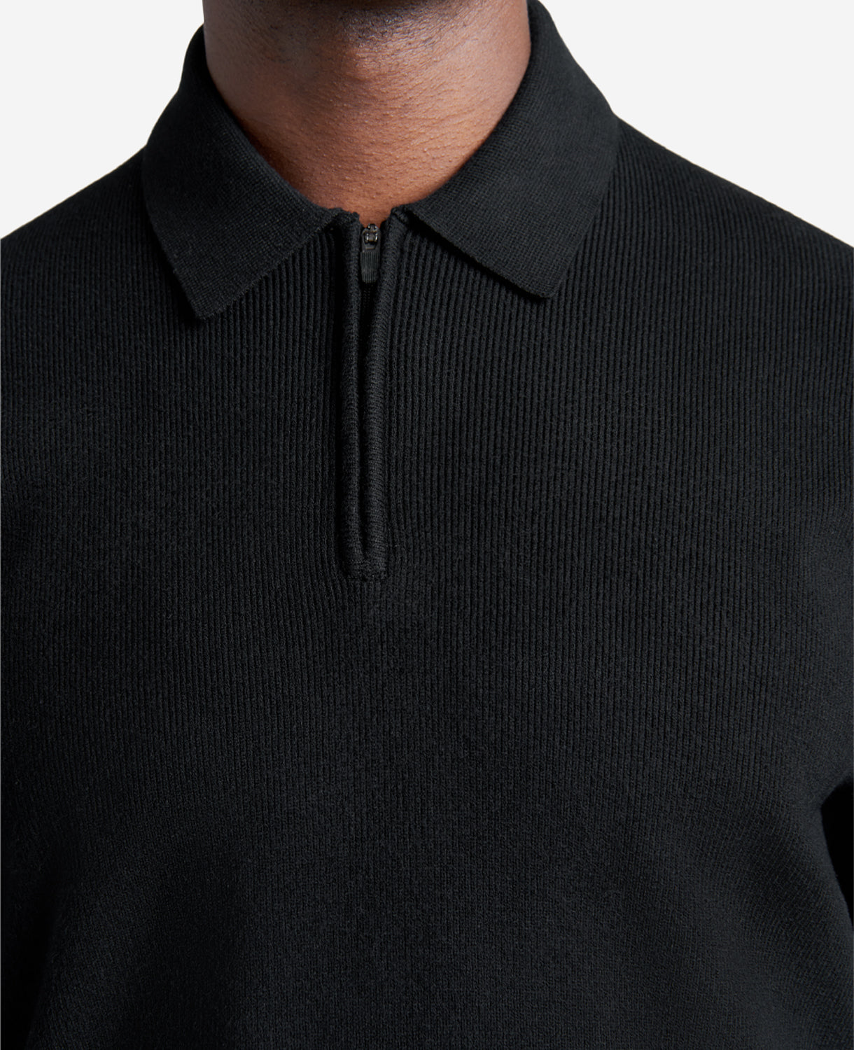 Kenneth Cole Reaction Clothing Long Sleeve Polo Sweater maglione polo nero