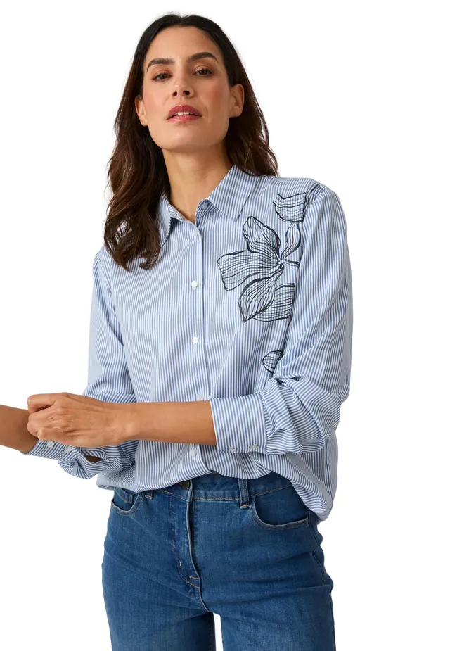 Damart Prêt-à-porter Blusa a righe blu in viscosa EcoVero