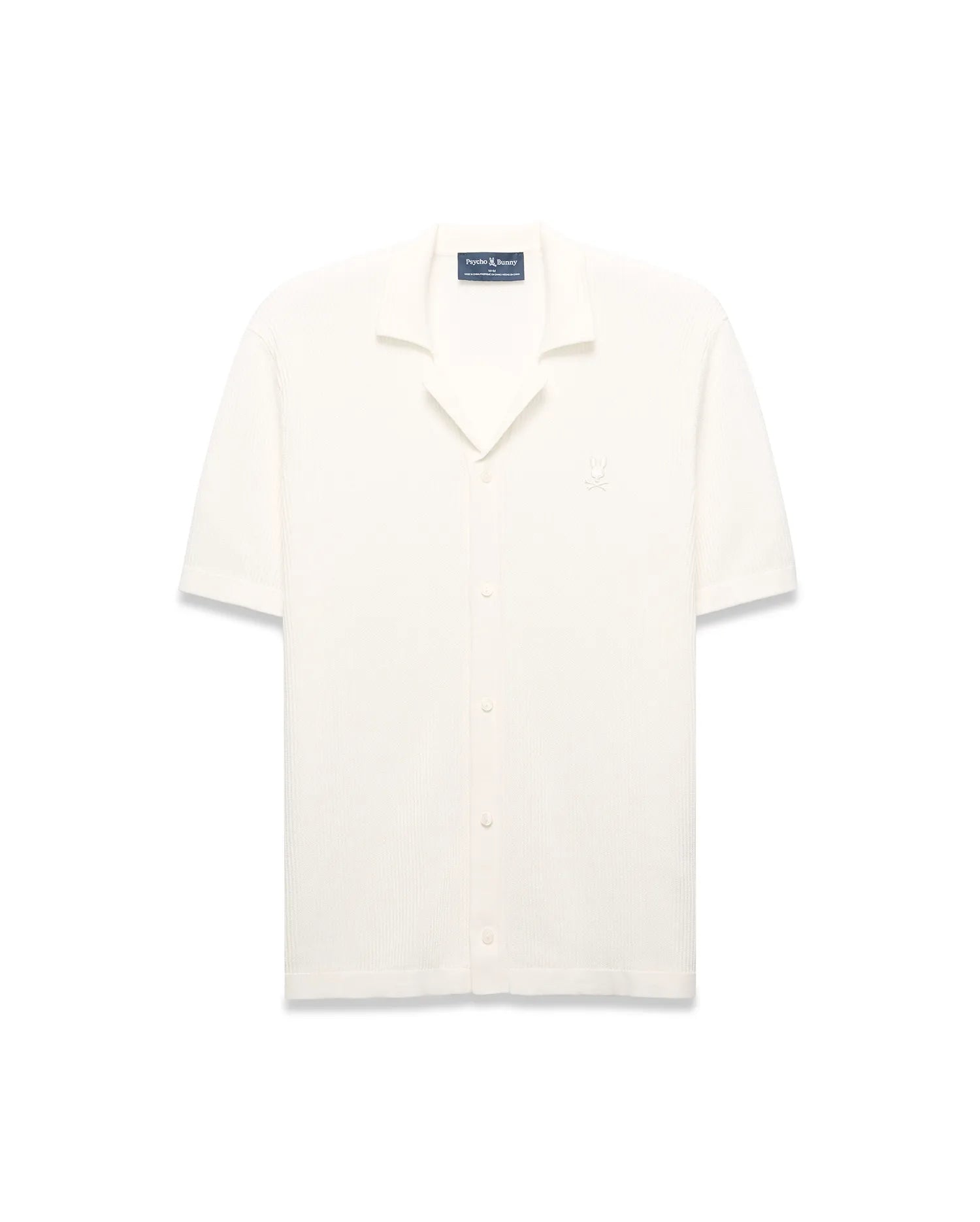 Psycho Bunny Men's Shirts Yann Knit Camp Shirt camicia ecru in cotone