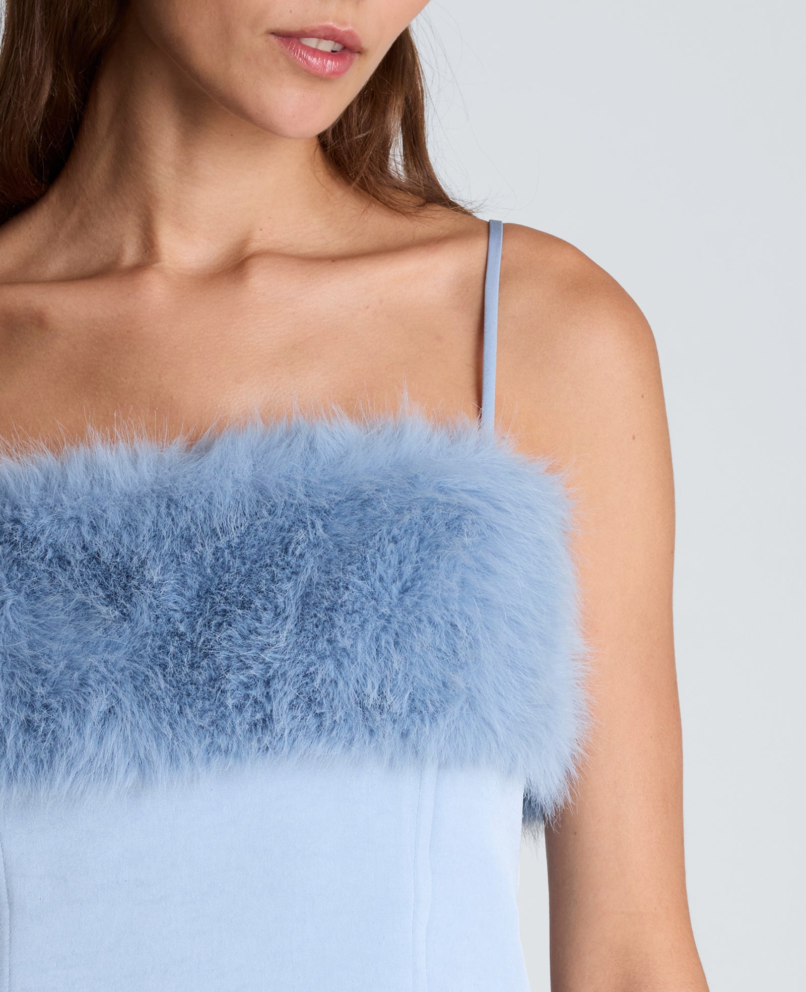 Kenneth Cole Reaction Clothing Fur Paneled Bustier bustier blu Sereno con inserti in pelliccia sintetica