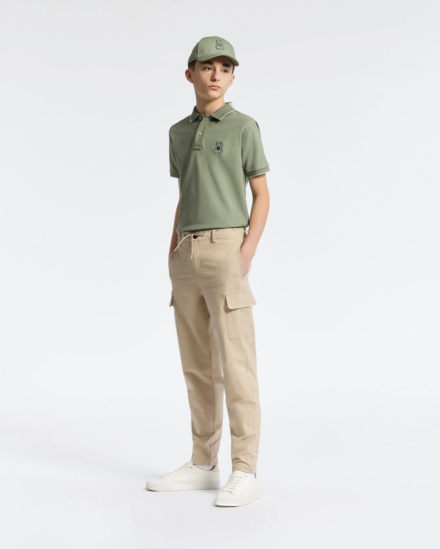 Psycho Bunny Kids Bottoms Green Valley Cargo Pant pantaloni cargo stone