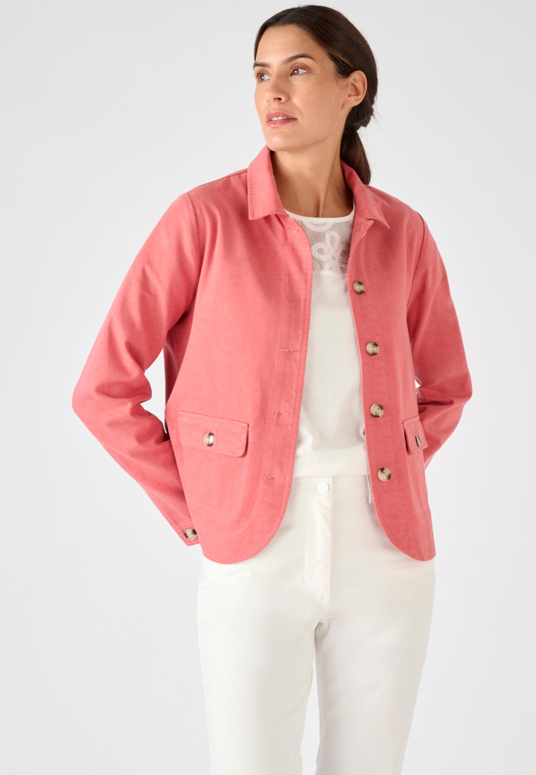 Damart Prêt-à-porter giacca donna rosa antico 56 in lyocell e cotone