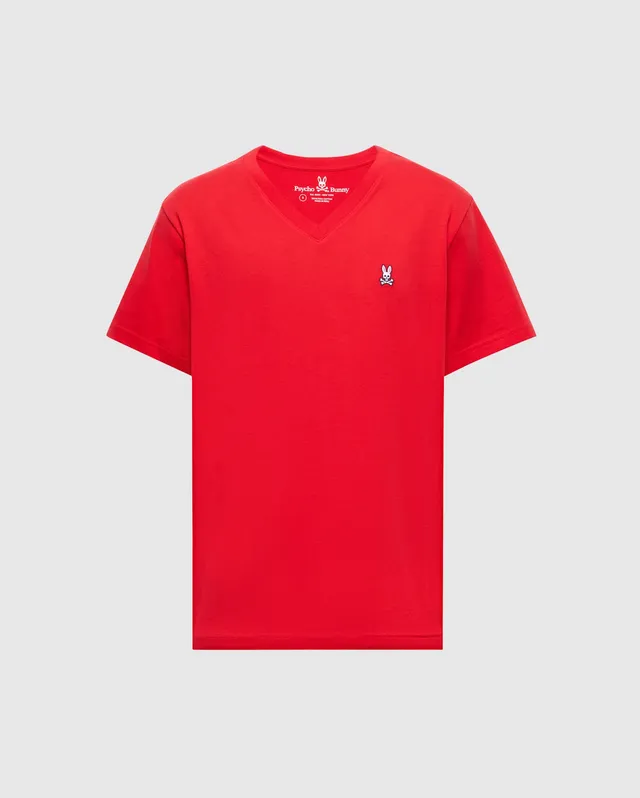 Psycho Bunny Men's Tees B6U100CRPC t-shirt scollo a V 620 Brilliant Red