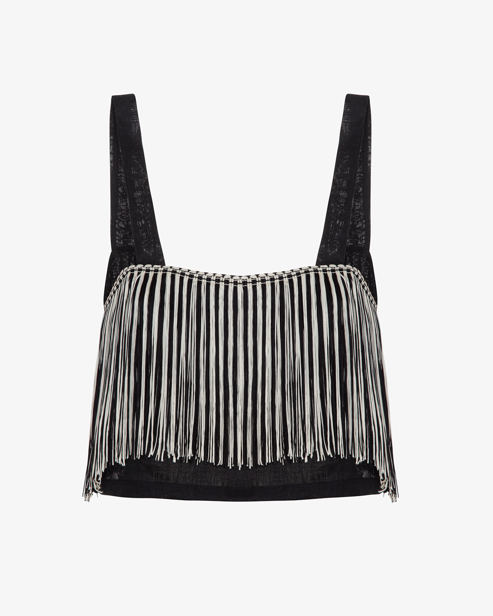 Markup Donna Camicie & Bluse Top crop in lino con frangia top