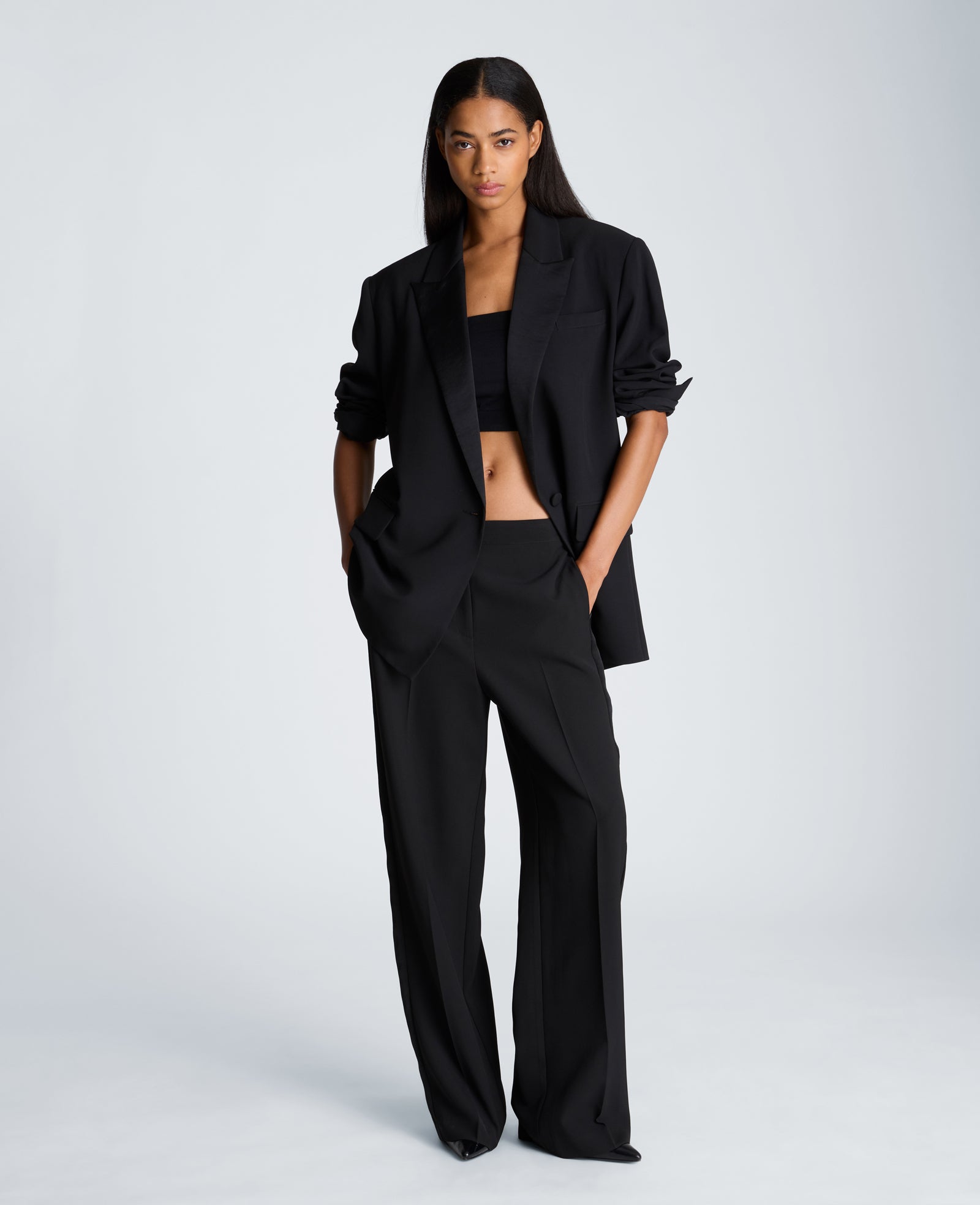 Kenneth Cole Reaction Clothing Boyfriend Jacket with Contrast Lapel giacca nera