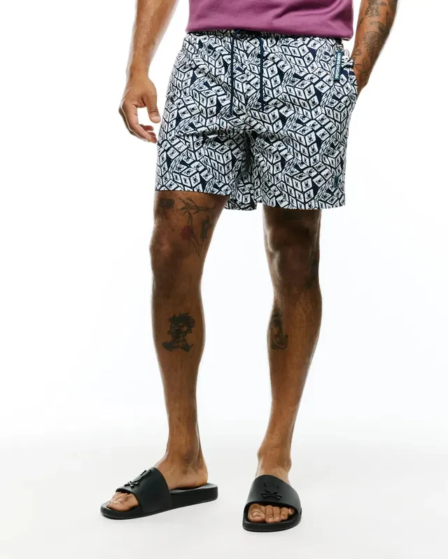 Psycho Bunny Men's Swimwear Eddy Graphic Swim Trunks costume blu 6 pollici