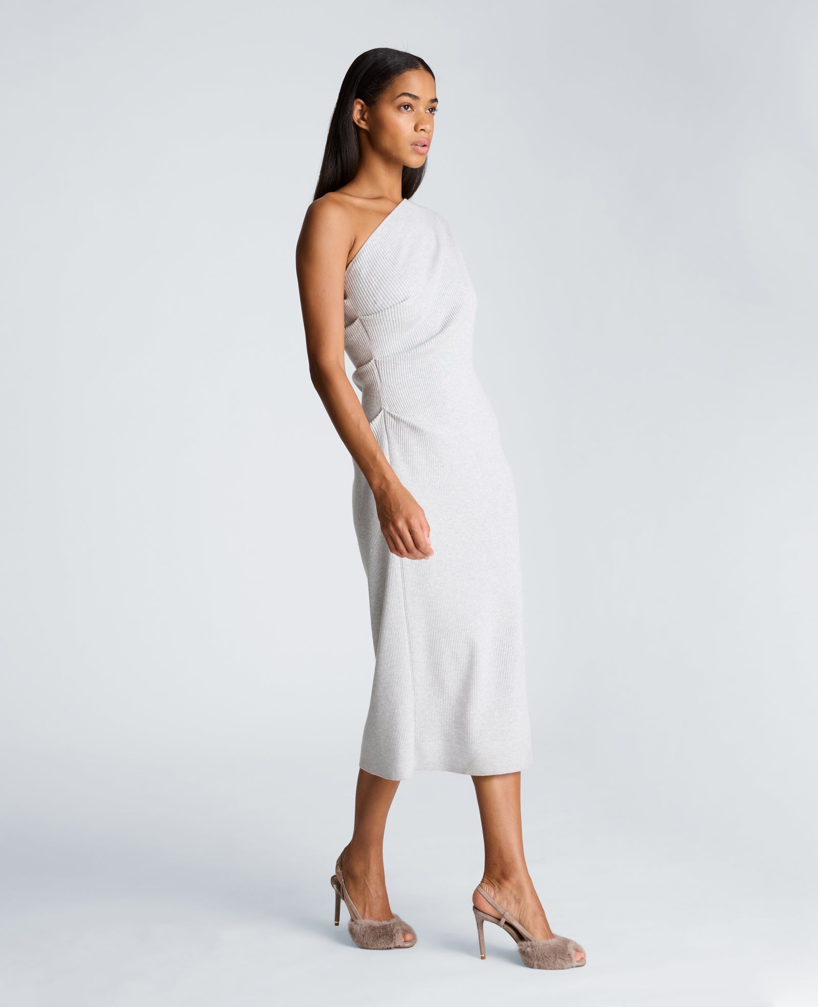 Kenneth Cole Reaction One Shoulder Dress Tank abito grigio