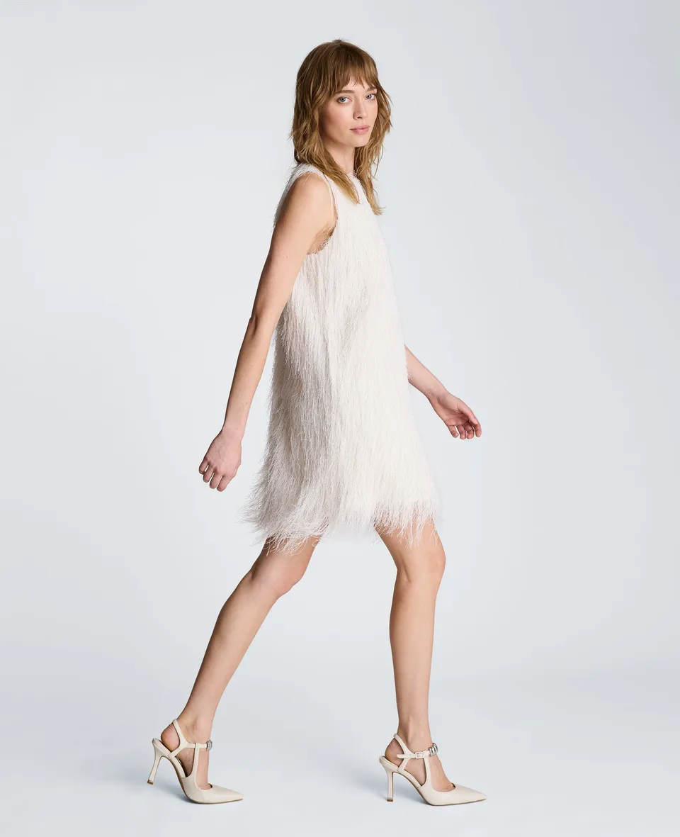 Kenneth Cole Reaction Clothing Fringed Mini Dress abito mini Oyster frange
