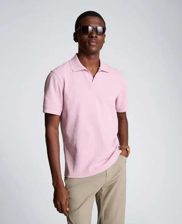Kenneth Cole Reaction Clothing Short Sleeve Johnny Collar Polo with Ribbing polo malva uomo