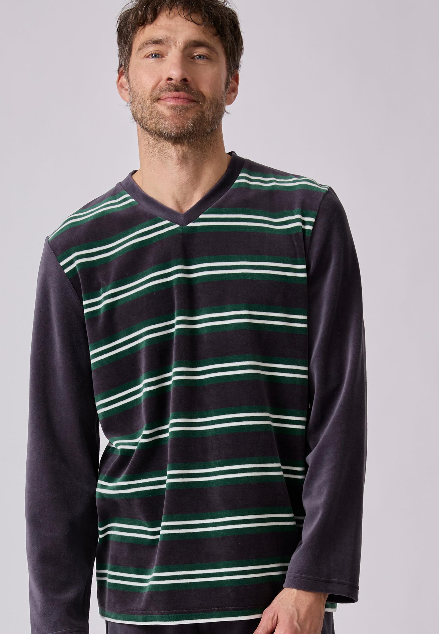 Damart Homewear pigiama uomo taglia S grigio a righe in velluto