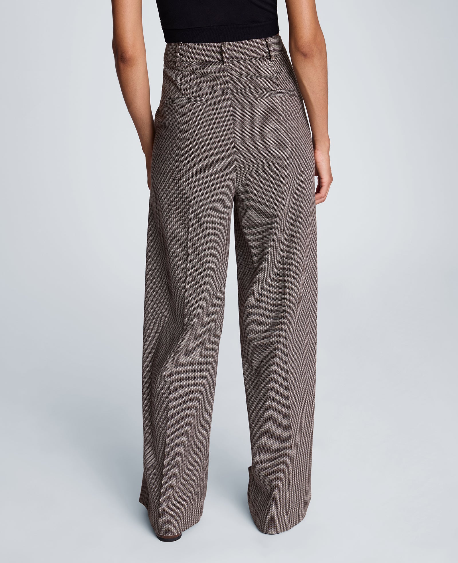 Kenneth Cole Reaction Fly Front High Rise Wide Leg Pants pantaloni tweed
