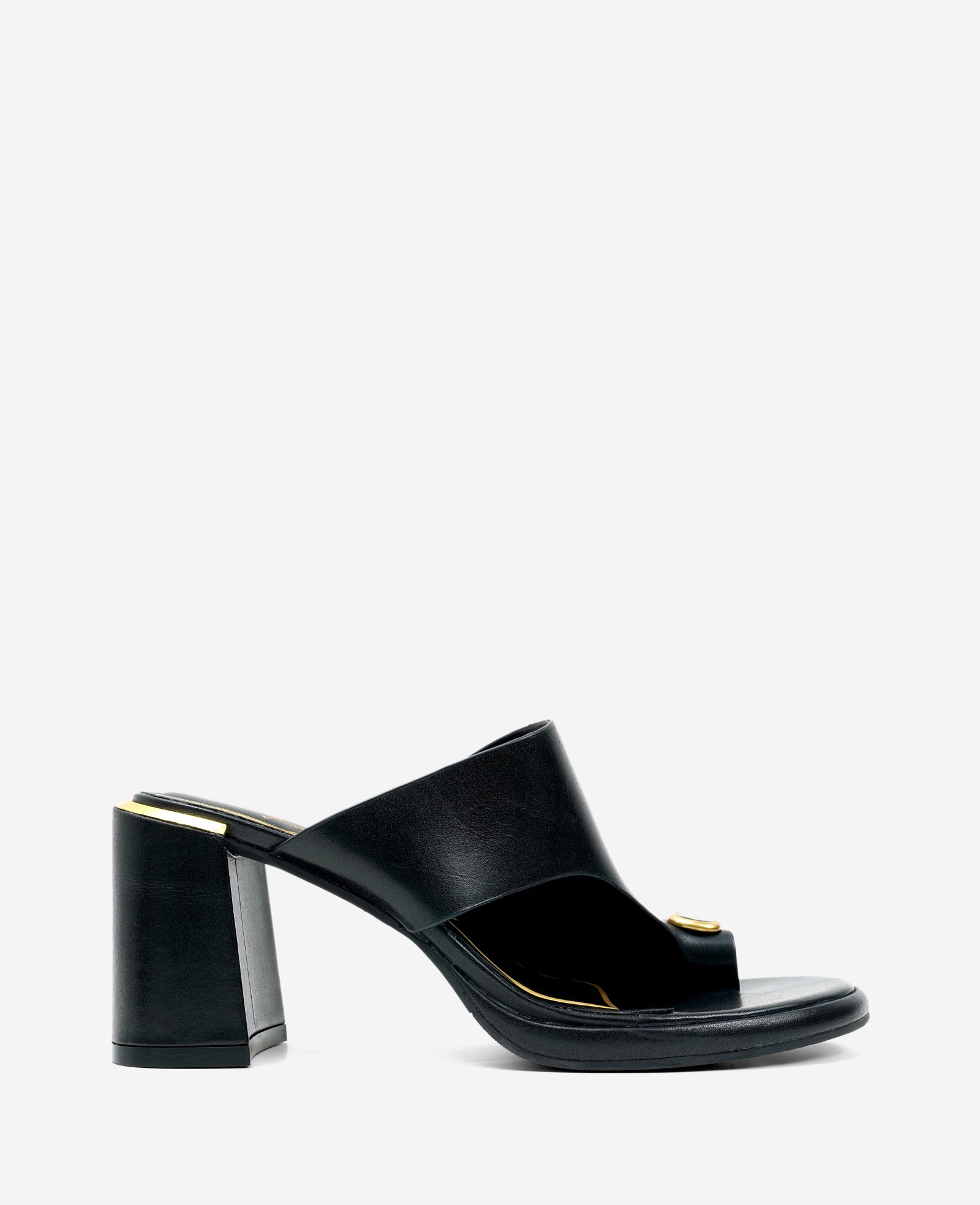 Kenneth Cole Reaction Shoes Syndika Leather Stone sandalo con tacco nero pelle