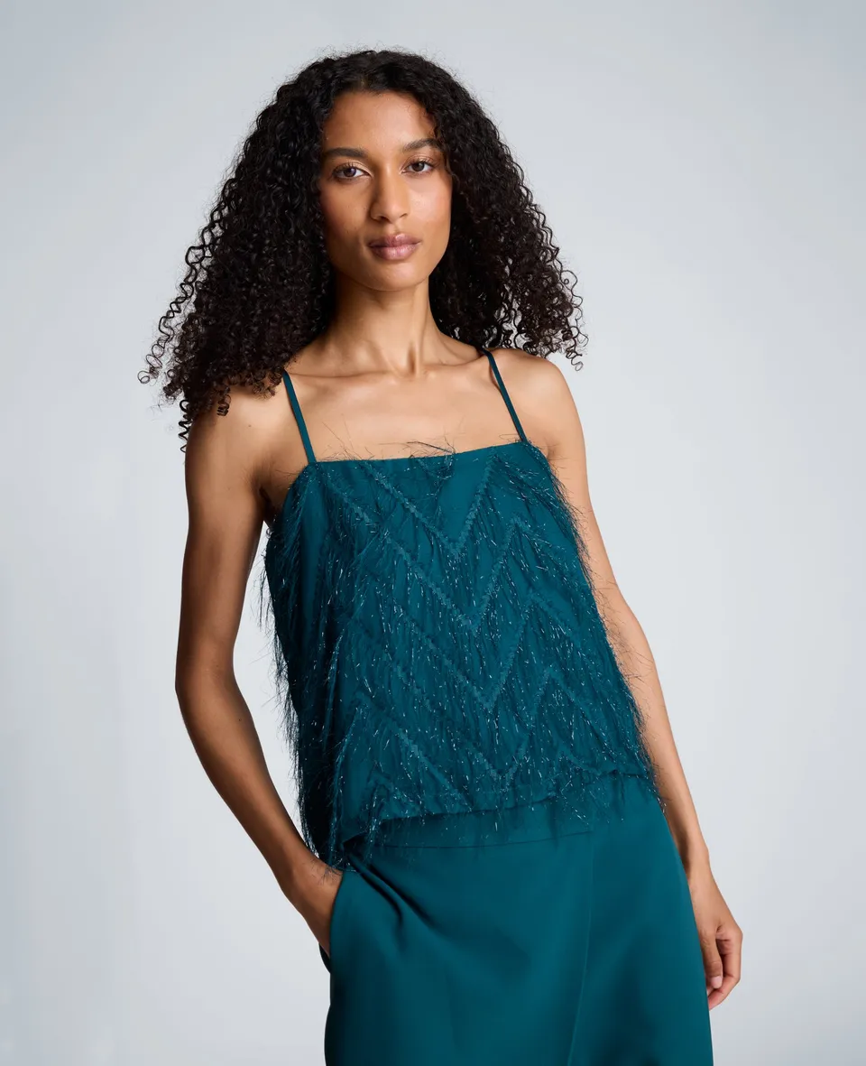 Kenneth Cole Reaction Clothing Cropped Cami top corto Teal Dusk con scollo quadrato