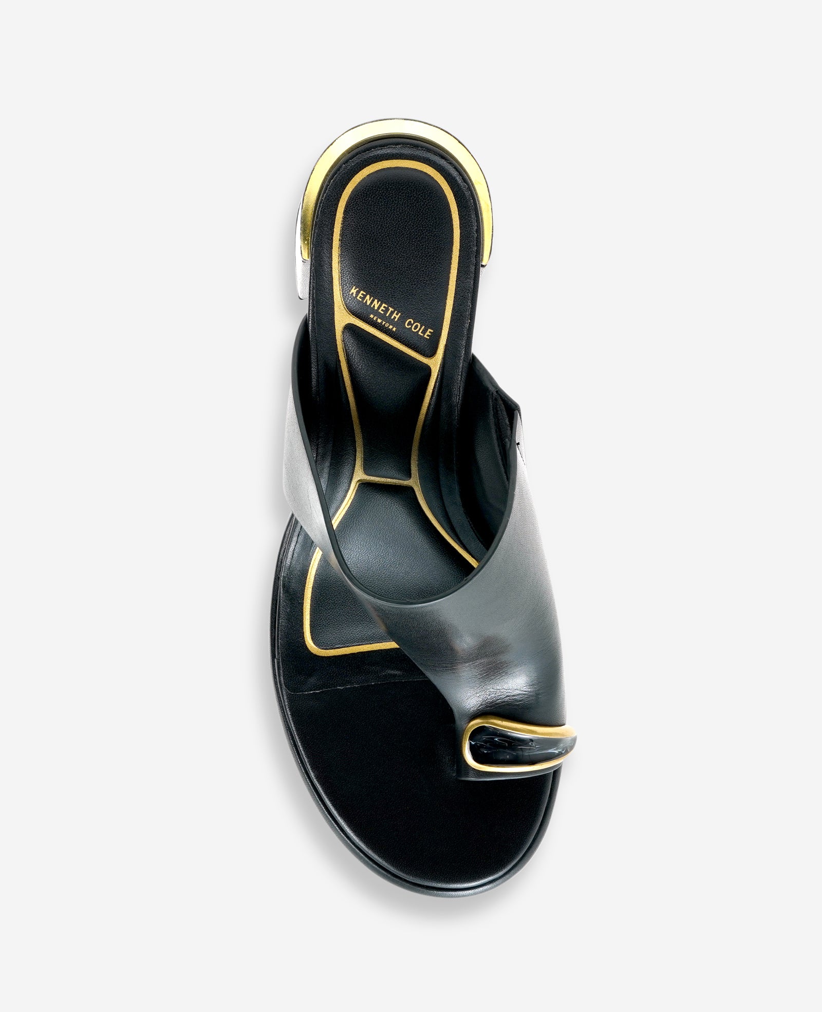 Kenneth Cole Reaction Shoes Syndika Leather Stone sandalo con tacco nero pelle
