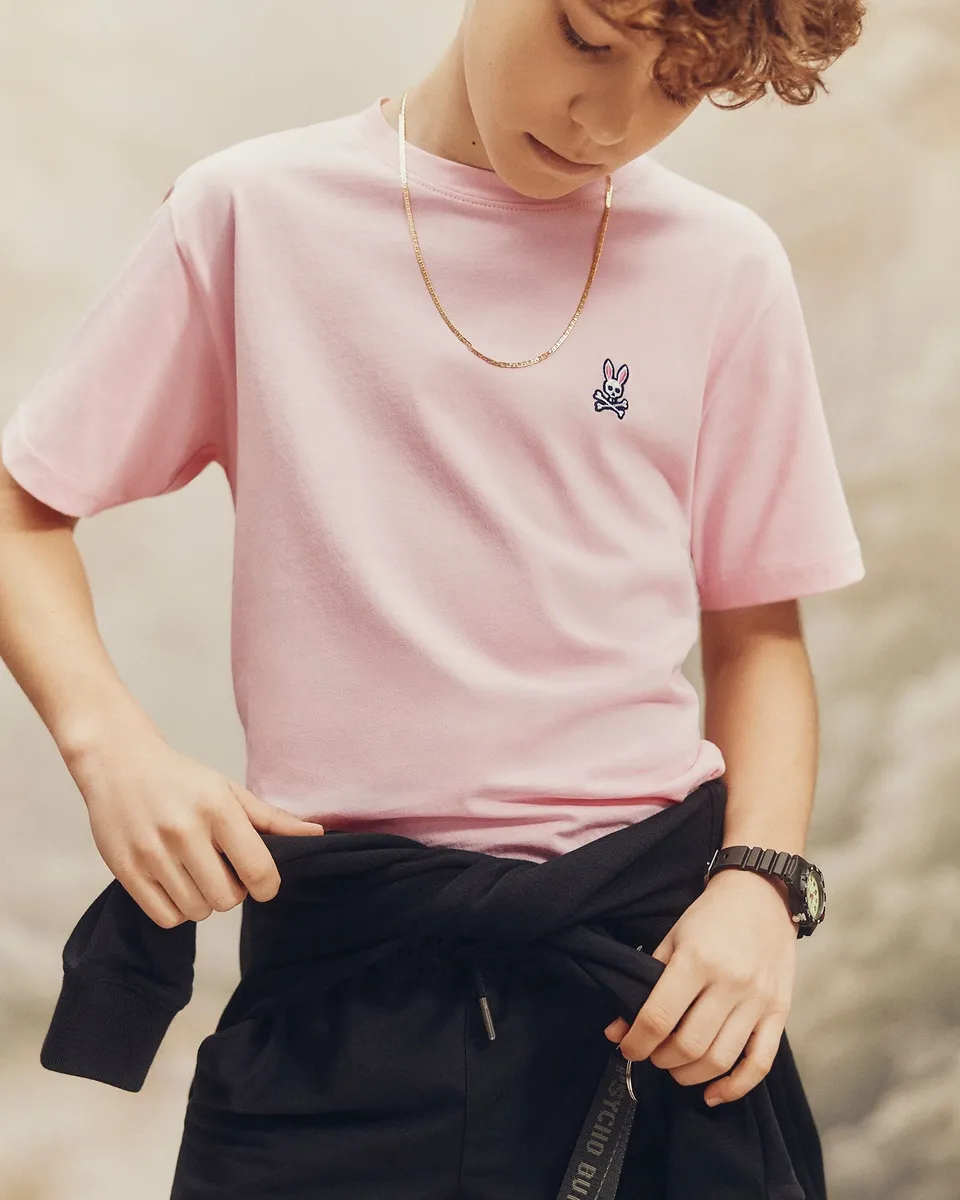 Psycho Bunny Kids Tees Classic Crew Neck Tee B0U014CRPC T-shirt rosa in cotone Pima