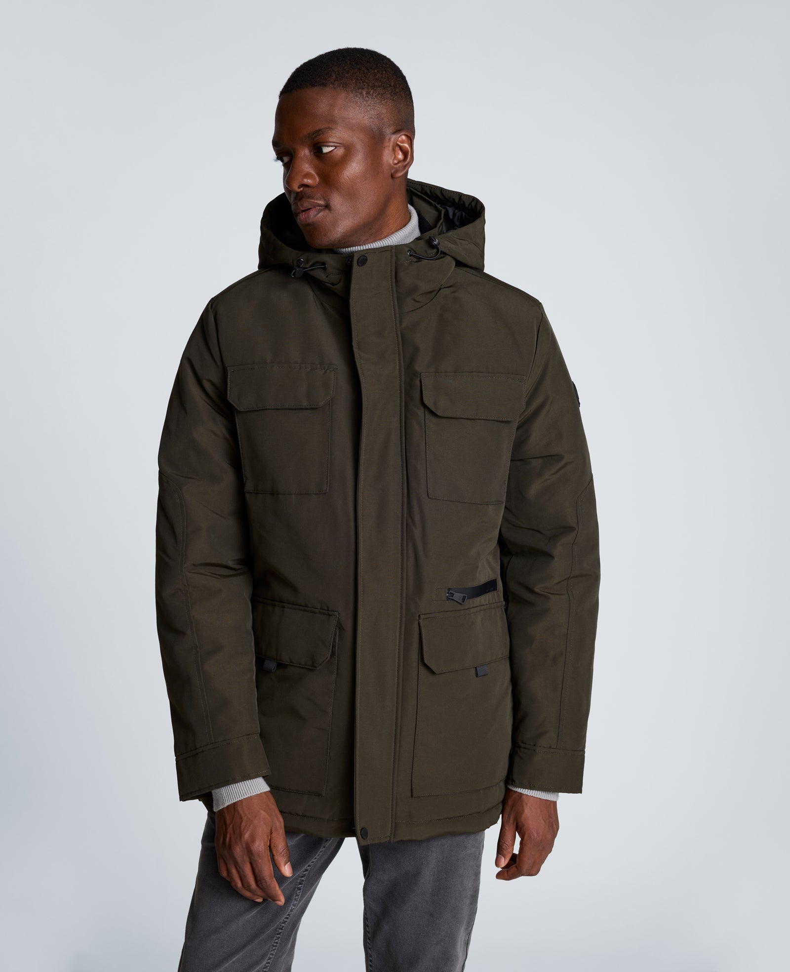 Kenneth Cole Reaction Clothing Oxford Patch Pocket Parka parka verde S-XL imbottito