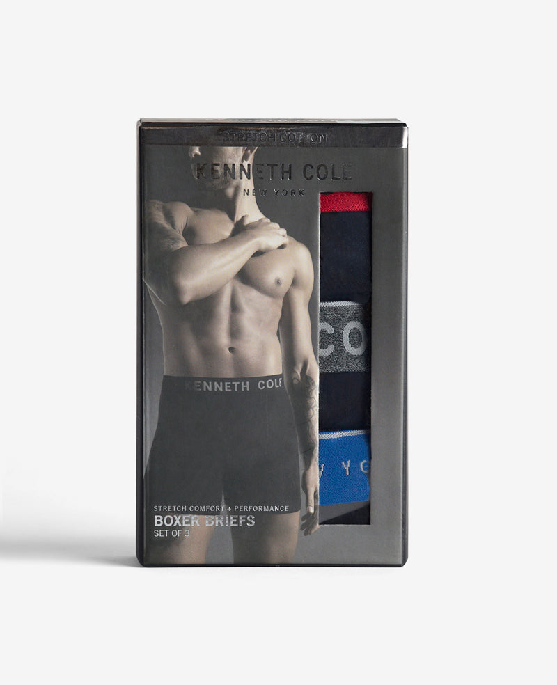 Kenneth Cole Reaction Clothing Stretch Boxer Briefs boxer 3 pezzi nero cotone