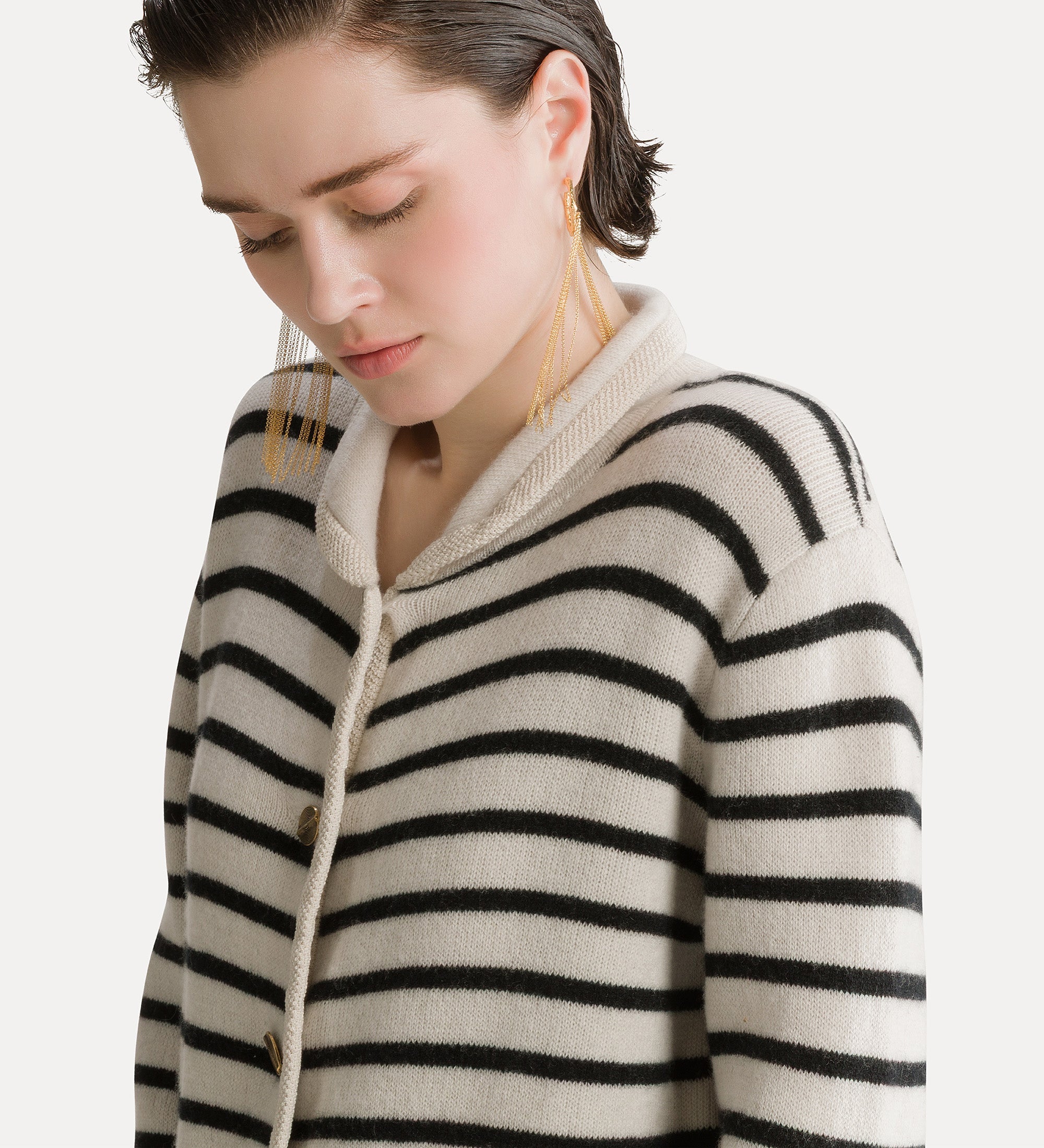 Forte maglieria wool and cashmere knitted jacket giacca pure righe