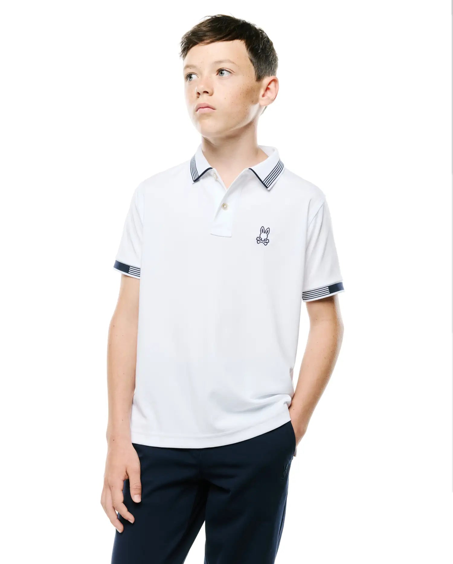 Psycho Bunny Kids Polo Shirts KIDS TIMMY PIQUE POLO KT0100129 polo bianca in piqué