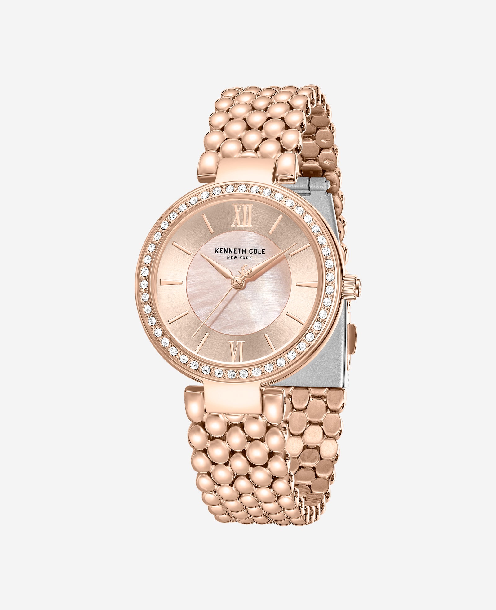 Kenneth Cole Reaction Watches Classic Crystal Lined Outer Dial Rose Gold Bracelet Watch orologio Rose Gold