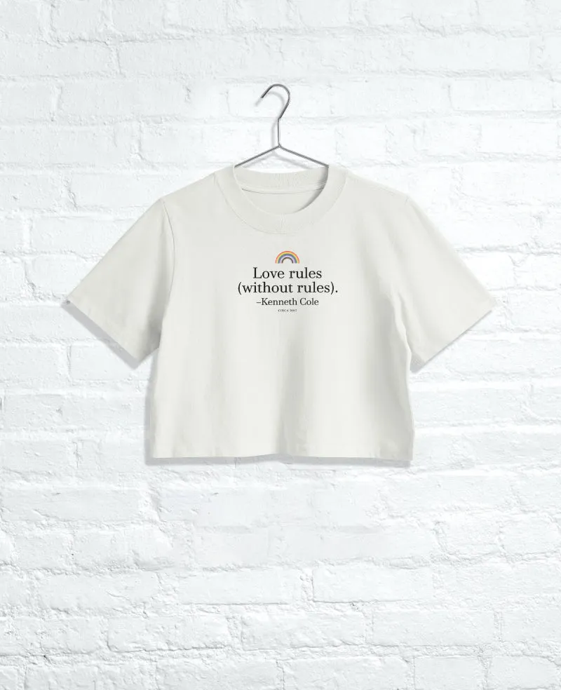 Kenneth Cole Reaction Clothing Women's LOVE Cropped Tee maglietta cropped Faded Bone in cotone