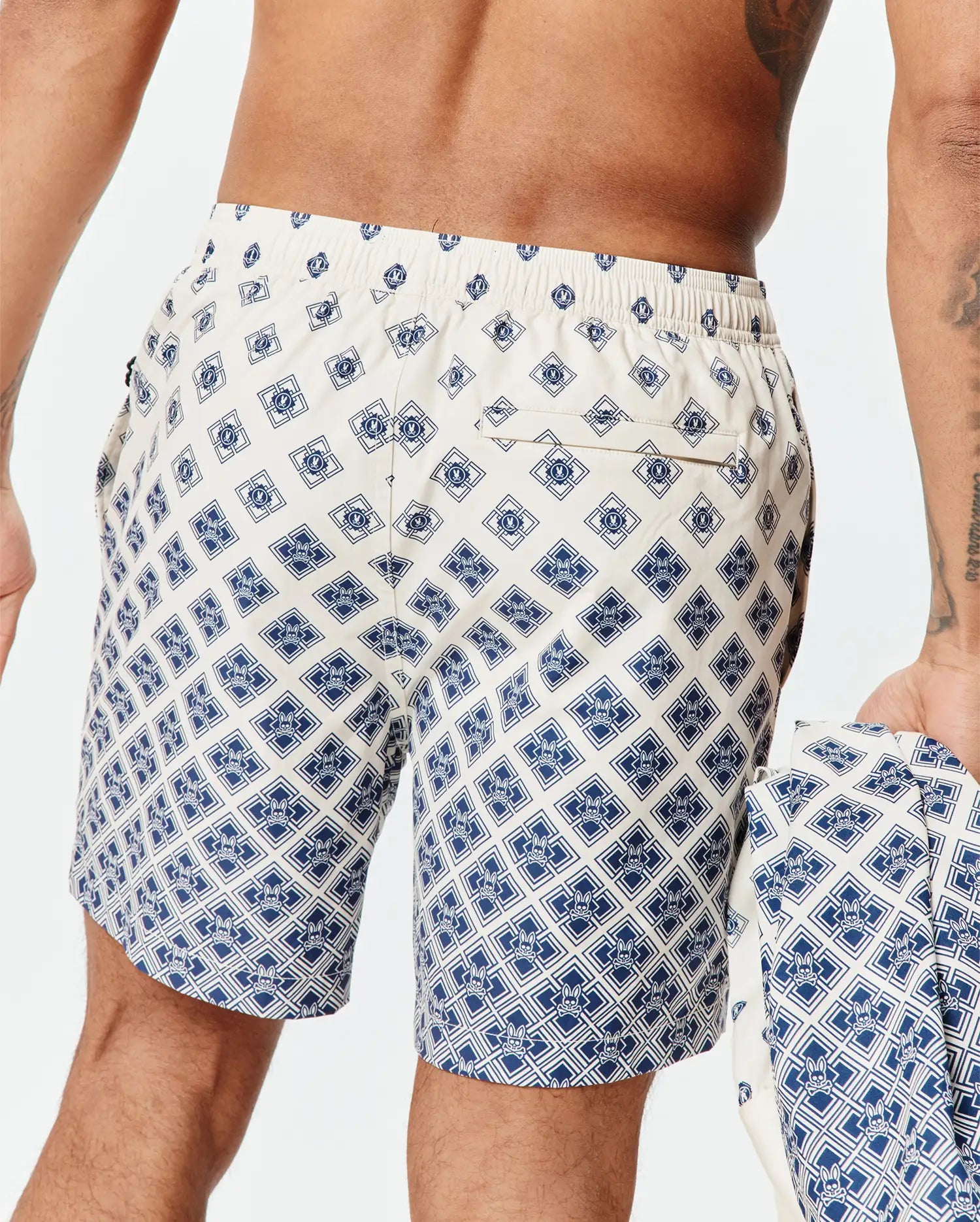 Psycho Bunny Men's Swimwear Tobias Swim Trunk 6" MB1000121 costume bianco 6"