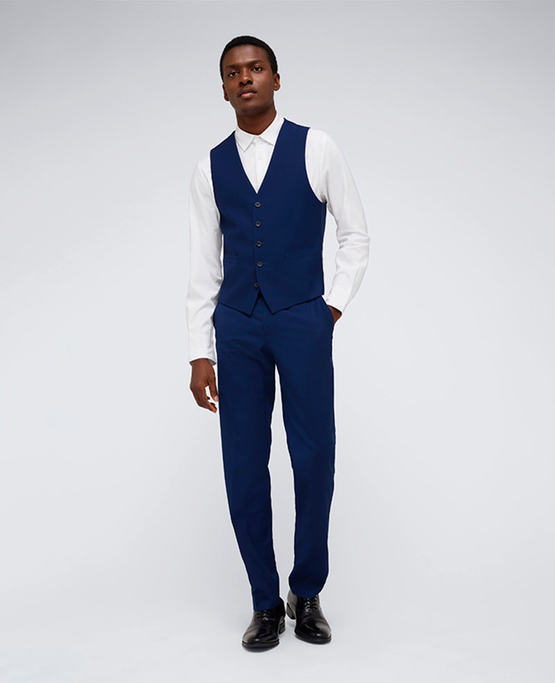 Kenneth Cole Reaction Clothing Ready Flex Slim-Fit Suit Separate Vest gilet blu brillante elasticizzato