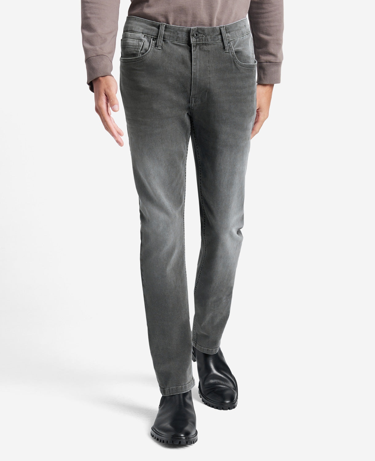 Kenneth Cole Reaction Clothing Slim-Fit Recycled Stretch Denim Jean jeans slim grigi elasticizzati