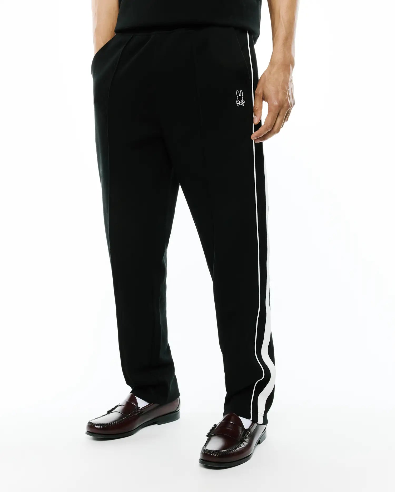 Psycho Bunny Men's Pants Men's Ceano Straight Track Pants MB0800062 pantaloni neri ricamati