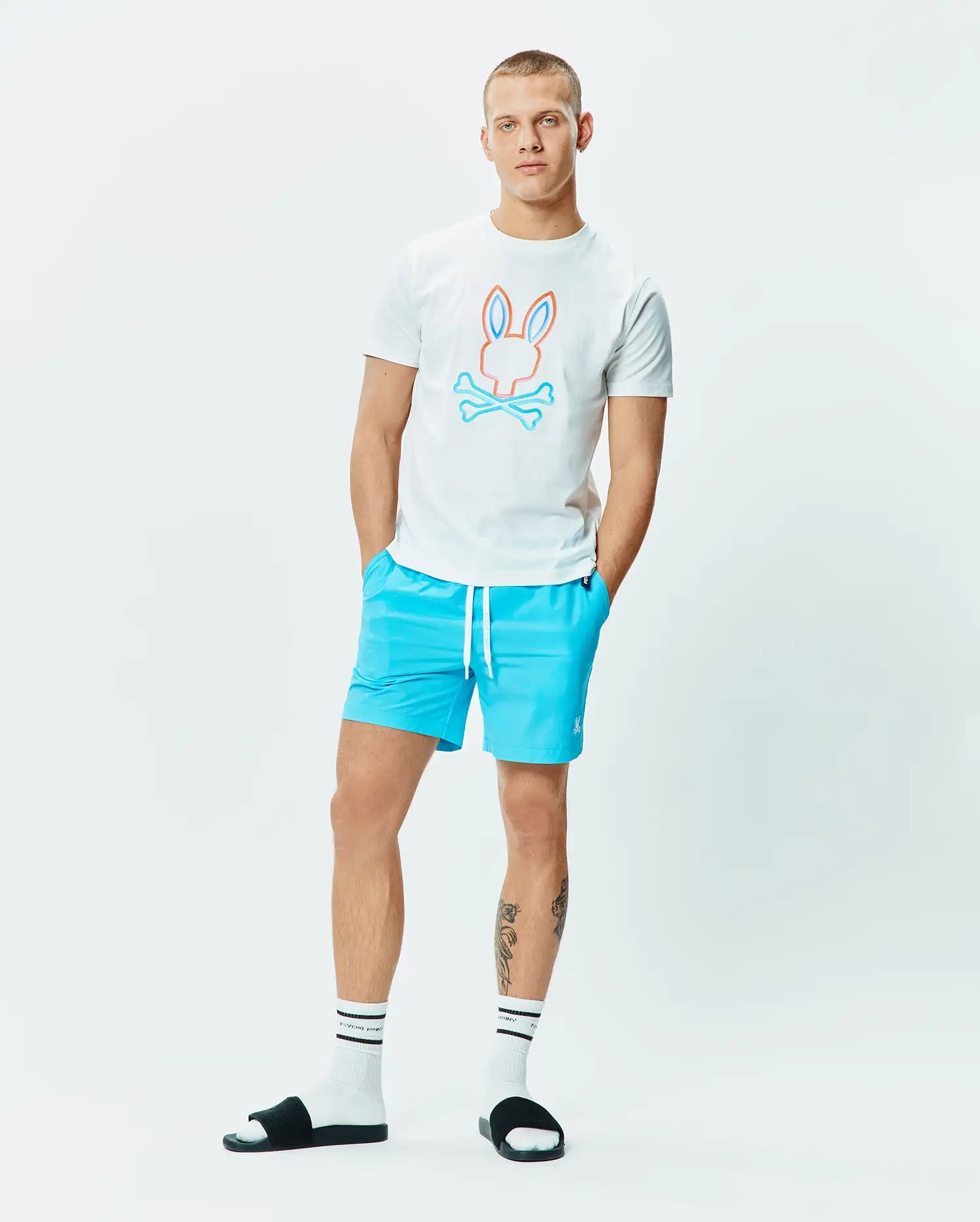 Psycho Bunny Men's Tees Dayton Graphic Tee maglietta bianca