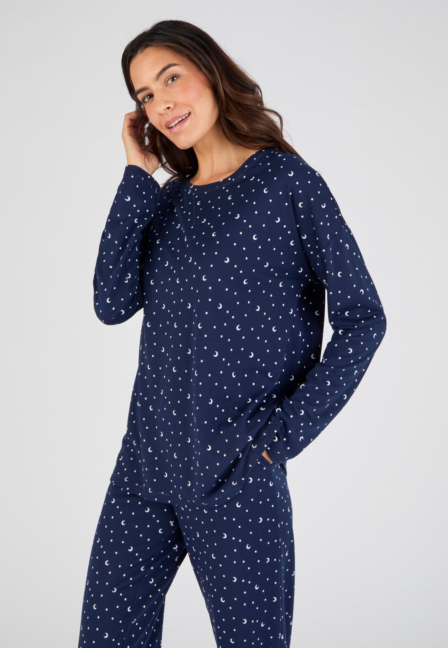 Damart Homewear Pigiama Thermolactyl in maglia jersey blu stampato XS 34-36