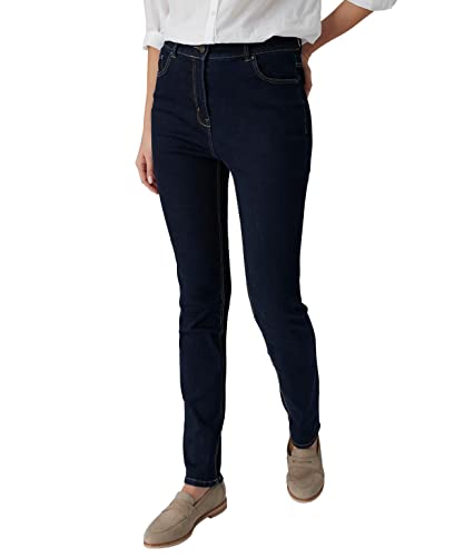 Damart Prêt-à-porter Slim Vita Alta da donna jeans aderenti blu denim scuro 52