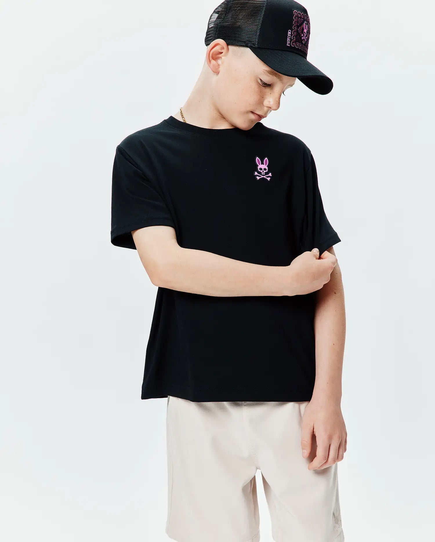 Psycho Bunny Kids Tees Kids Frank Back Graphic Tee nera