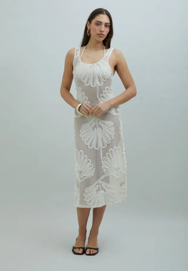 House Of Sunny Women's Dresses Seashells Applique Hockney Dress midi a righe