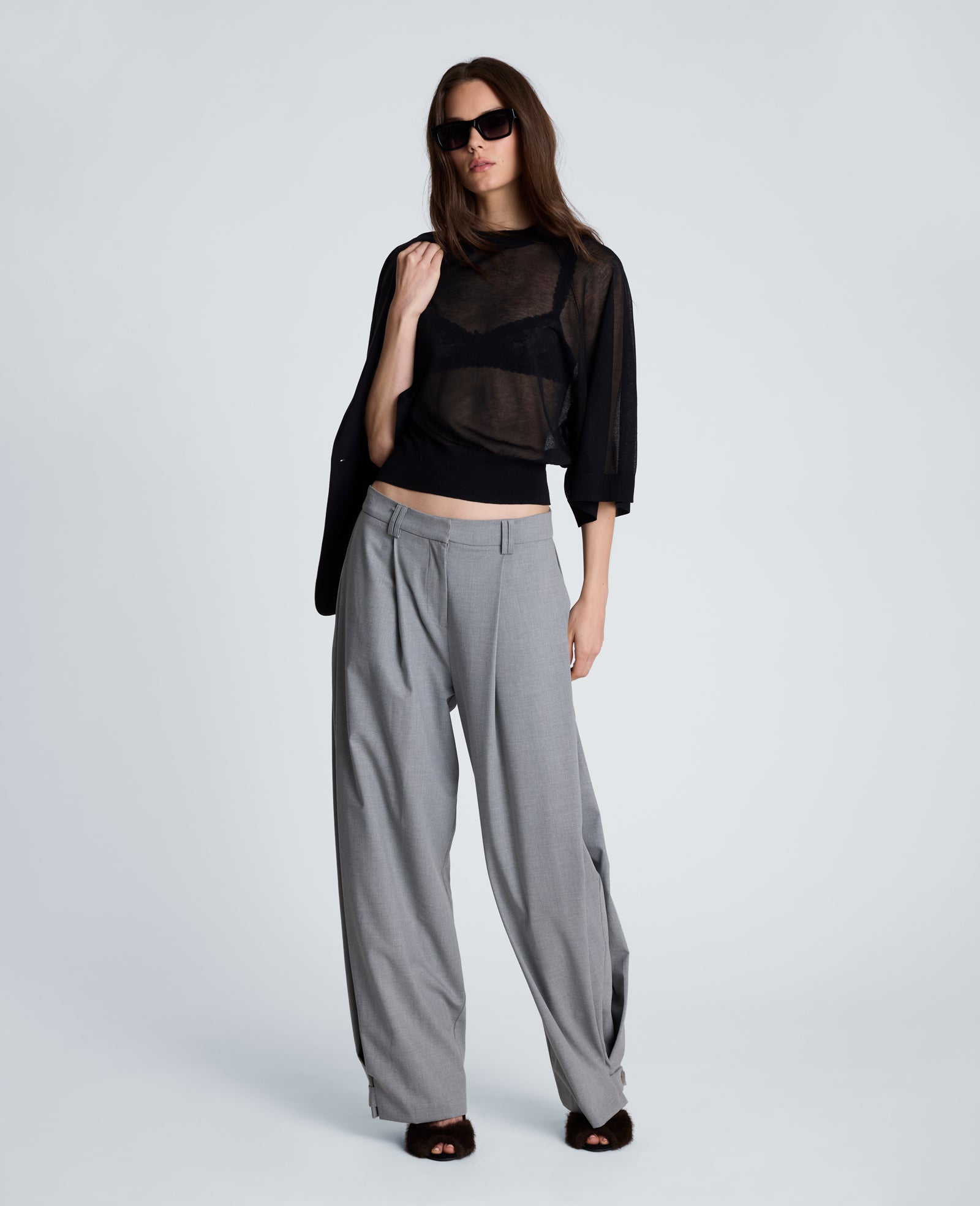 Kenneth Cole Reaction Clothing Three-Quarter Sleeve Raglan Crew Sweater maglia nera XS-XL maniche tre quarti
