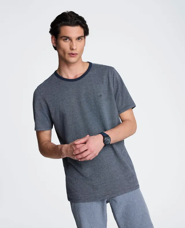 Kenneth Cole Reaction Clothing Textured Logo Tee maglietta Navy Mix cotone