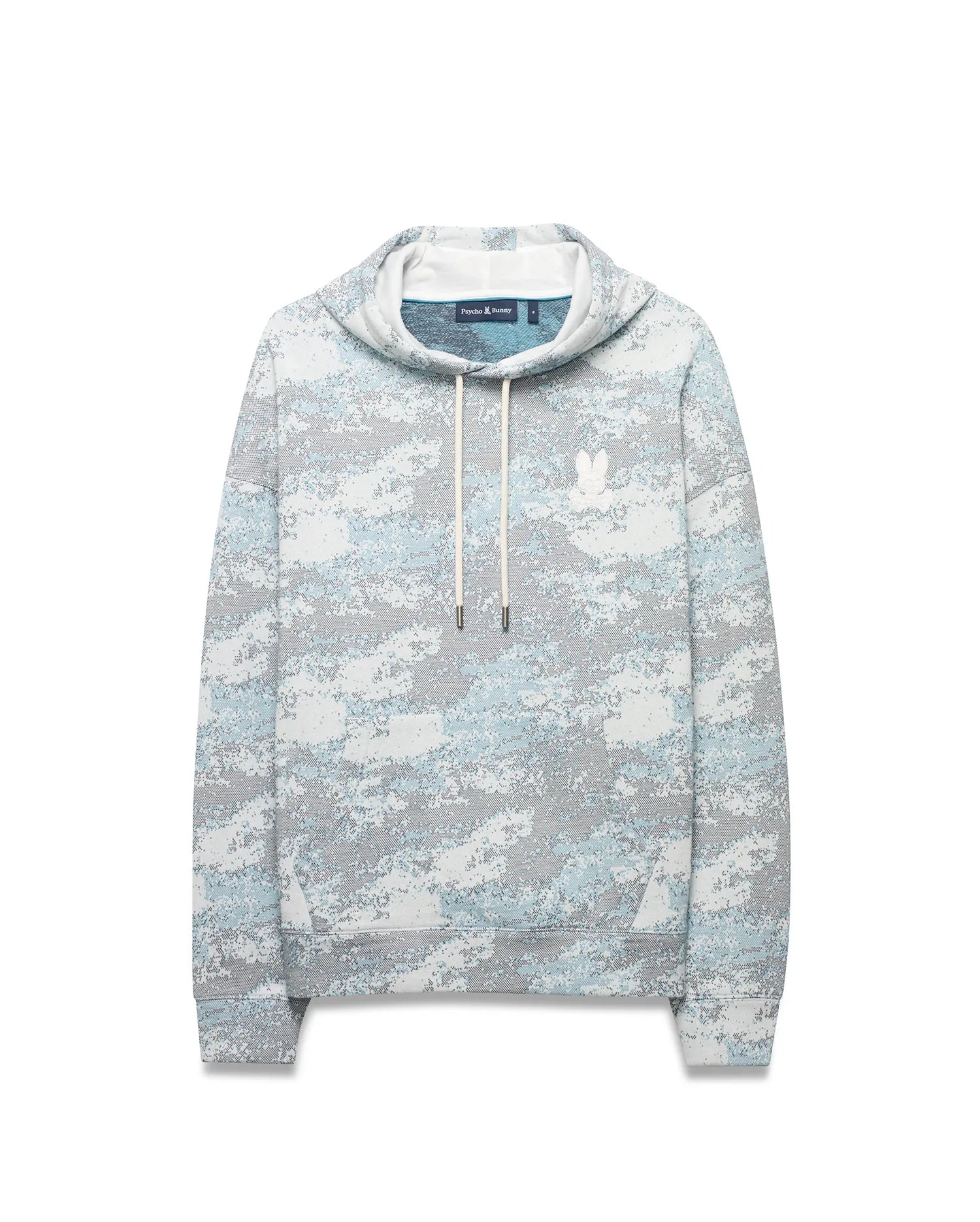 Psycho Bunny Men's Sweatshirts & Hoodies Alfie All-Over Print Hoodie felpa con cappuccio ecru