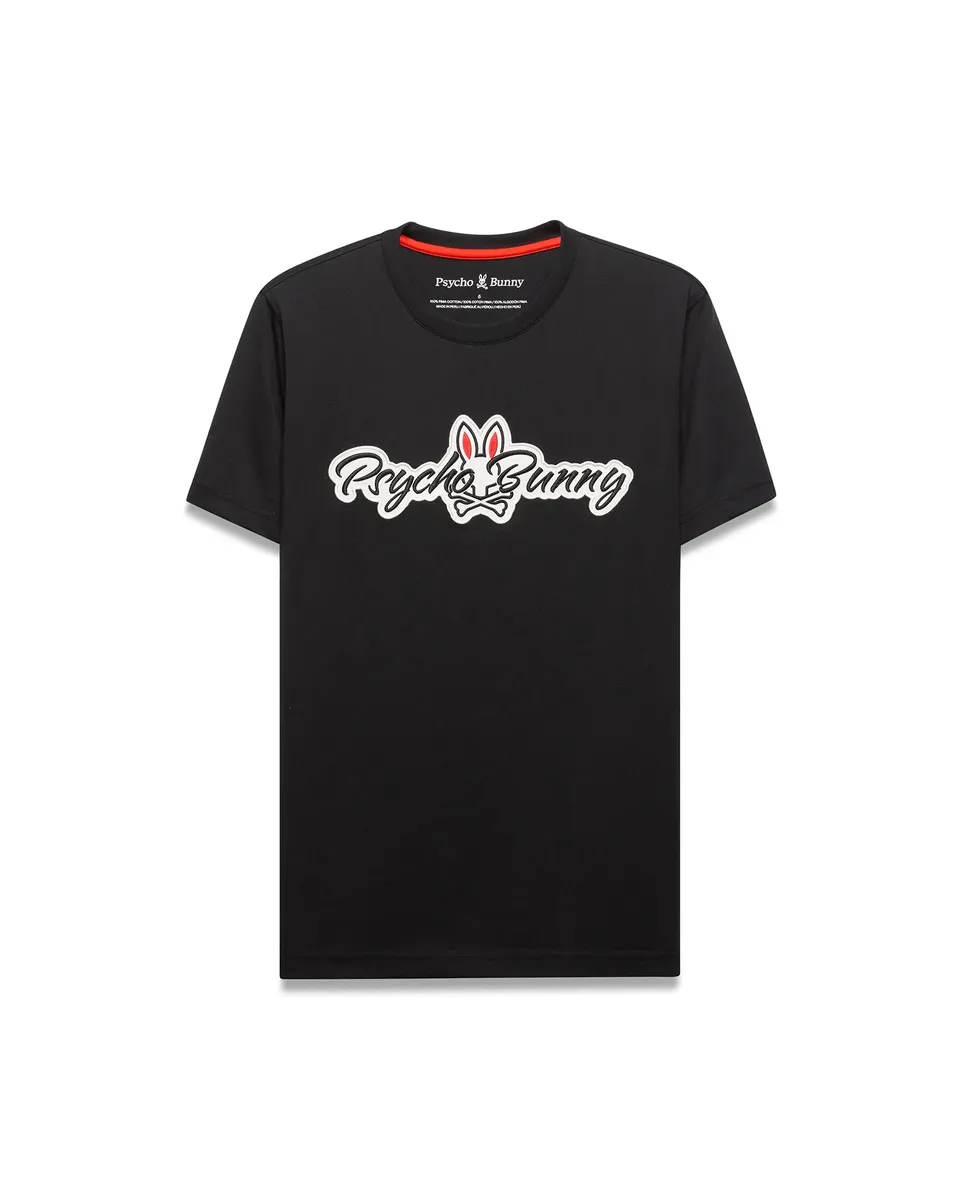 Psycho Bunny Men's Tees Jaydon Pima Cotton Logo Tee maglietta nera Pima