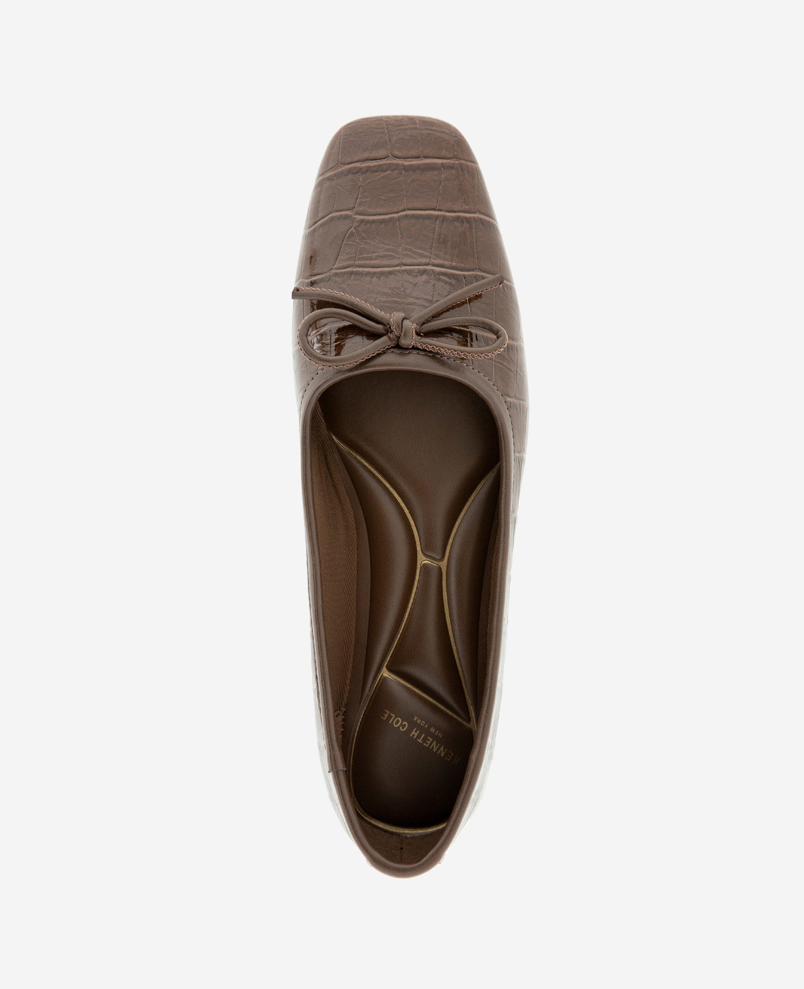 Kenneth Cole Reaction Shoes Carriah Embossed Croco Bow Tie Ballet Flat ballerina Chocolate Croco