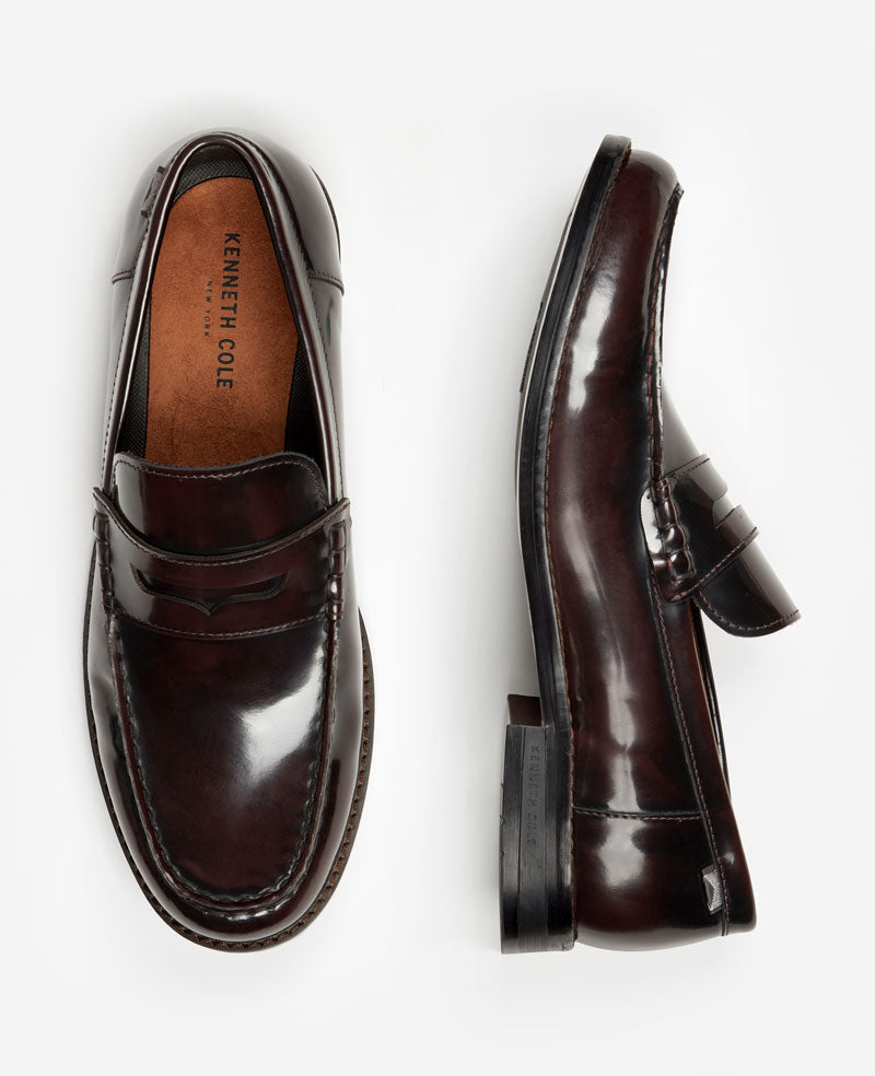 Kenneth Cole Reaction Shoes Paco Penny Loafer mocassino bordeaux pelle